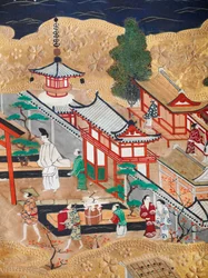 Osakazu Byobu - Japans kamerscherm met acht panelen (schilderij)