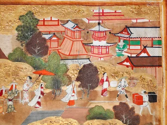 Osakazu Byobu - Japans kamerscherm met acht panelen (schilderij)