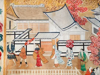 Osakazu Byobu - Japans kamerscherm met acht panelen (schilderij)