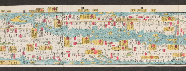 Sectie van een wegenkaart van Japan. Dai Nihon koku junro meiki daisei. ["Een duidelijke en gedetailleerde kaart van de hoofdwegen van Japan"]