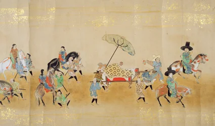 Zesde Koreaanse Ambassade naar Japan in Meireki 1 ten tijde van Tokugawa Ietsunas opvolging in 1651, mogelijk door Kano Masunobu (1625-94) (rolschildering) (detail)