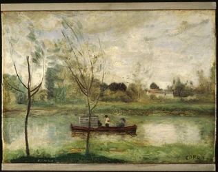 Daubigny werkt aan zijn "Botin" nabij Auvers-sur-Oise