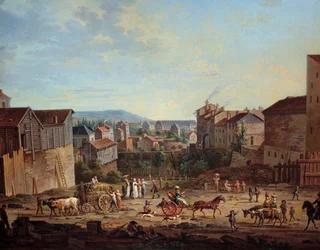 Het Bastion van Michottes in Nancy. Schilderij door Jean Baptiste Claudot (1733-1805), circa 1801. Nancy, Musee Historique Lorrain - Michottes Bastion in Nancy (Frankrijk). Schilderij door Jean Baptiste Claudot (1733-1805)