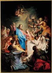 De wederopstanding van Lazarus (schilderij op canva)
