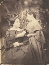 Portret van vrouw en kind,1855 (foto)