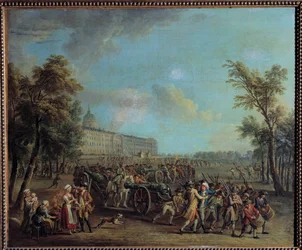 Franse Revolutie: Het volk van Parijs verlaat de Invalides op de ochtend van 14 juli