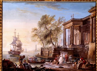 Marine bij zonsondergang