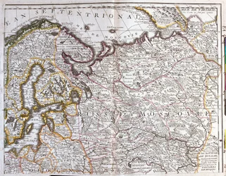 Kaart van Moskou (Rusland), het Koninkrijk Zweden, de Baltische provincies en een deel van Polen