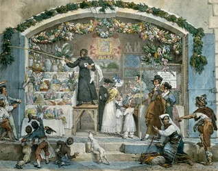 Befana in Rome, prent door Jean-Baptiste Thomas