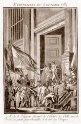 Franse Revolutie - La Fayette verlaat het stadhuis van Parijs om naar Versailles te gaan, 5 oktober