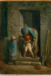Moederlijke voorzorg (schilderij op doek)