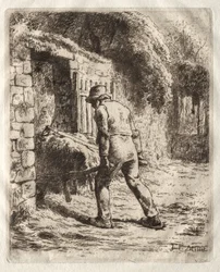 Boer met een kruiwagen