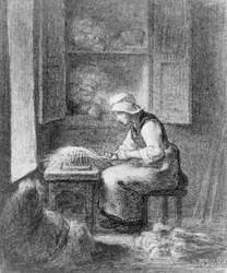 De voerman, ca. 1854 (krijt op papier)