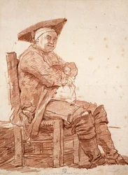 Portret van zittende man, bekend als Postiglione, door Jean Honore Fragonard
