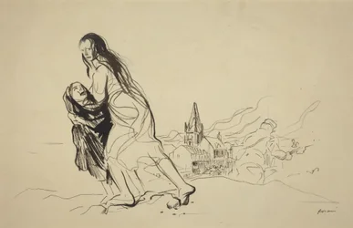 Naar Douai, waarschijnlijk 1918 (inkt op papier)