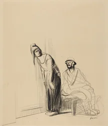 Op de Vredesconferentie, ca. 1919 (inkt op papier)