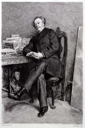 Alexandre Dumas fils (1824-95), Franse romanschrijver en toneelschrijver, gegraveerd door A Mongin