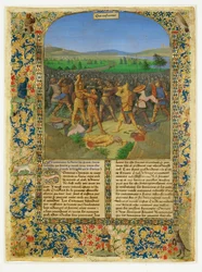 Een veldslag tussen Romeinen en Carthagers, waarschijnlijk de slag bij Cannae ...