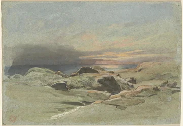 Zonsondergang vanaf een Rotsachtige Kustlijn