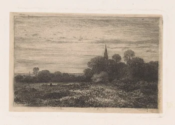 Landschap met kerktoren
