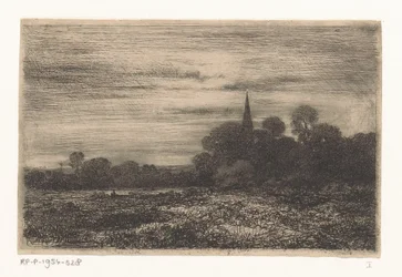 Landschap met kerktoren