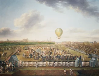 14e ervaring van Jean-Pierre Blanchard en Chevalier Lepinard met luchtballon, Lille, 26 augustus