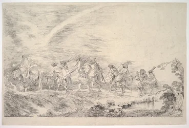 Rekruten gaan zich bij het regiment voegen, ca. 1715-16