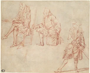 Drie studies van een heer