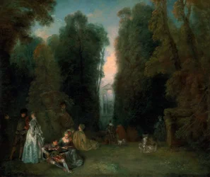 Uitzicht door de bomen in het park van Pierre Crozat, 1715