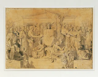 Apotheose van Homerus (potlood, pen, bruine inkt en bruin gewassen)