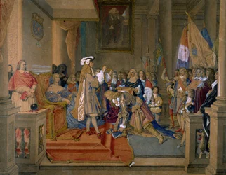 Maarschalk Berwick ontvangt van koning Filips V van Spanje de Orde van het Gulden Vlies, 1864