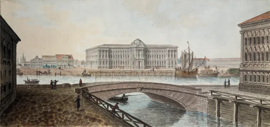 Uitzicht op de Academie voor Schone Kunsten vanaf de Neva in Sint-Petersburg