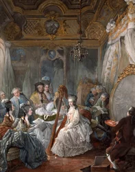 Marie Antoinette speelt harp