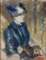 Portret van de vrouw van de kunstenaar, ca. 1889-90 (pastel op papier op tekenplank)