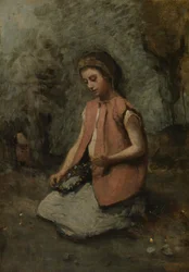 Meisje die een Krans Weeft, 1860-65