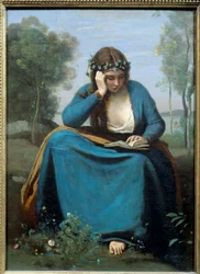 Lezer gekroond met bloemen of de Muze door Virgile