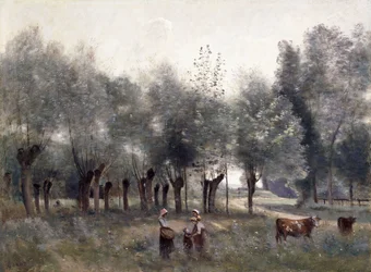 Vrouwen in een veld van wilgen, 1860-65