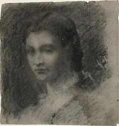 Borstbeeld van een jonge vrouw (recto); zittende vrouwenfiguur (verso)