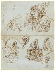 Onvoltooide brief met studies voor de Ugolino Groep