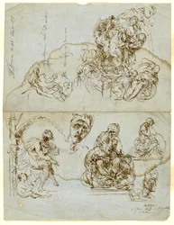 Onafgewerkte brief met studies voor de Ugolino-groep