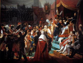 Eerste uitreiking van de kruisen van het Legioen van Eer in de Kerk van de Invalides op 14 juli