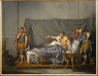Keizer Lucius Septimius Severus beschuldigt zijn zoon Caracalla ervan zijn moord te hebben beraamd ...