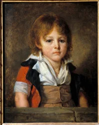 Portret van Edouard Bertin als kind (1797-1871) schilder en journalist. Schilderij door Jean Baptiste Greuze (1725-1805) 18e eeuw