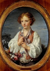 Jonge jongen in de bloemenmand door Jean Baptiste Greuze, 1761