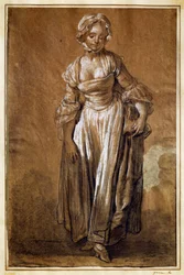 Staand meisje, tekening door Jean-Baptiste Greuze