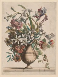 Boek van allerlei soorten bloemen naar de natuur: Vaas met bloemen