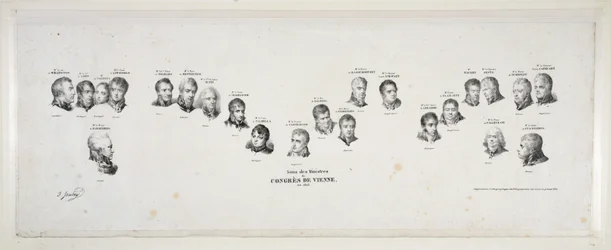 Namen van de ministers van het Congres van Wenen, in 1815, gepubliceerd in 1815