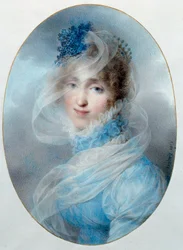Portret van koningin Hortense de Beauharnais (1783-1837). Ze is de dochter van keizerin Josephine de Beauharnais en de moeder van de toekomstige Napoleon III. Aquarel door Jean Baptiste Isabey (1813) Malmaison, musee du chateau