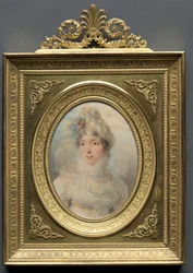 Portret van een vrouw in een witte jurk, 1813