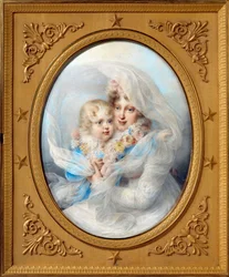 Portretten van keizerin Marie Louise (1791-1847) en koning van Rome, Napoleon II, hertog van Reichstadt (1811-1832) zoon van keizer Napoleon I (1769-1821)
